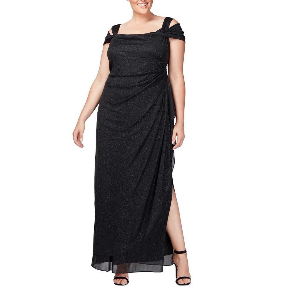 Alex Evenings Black Gown Dress Womens 18W